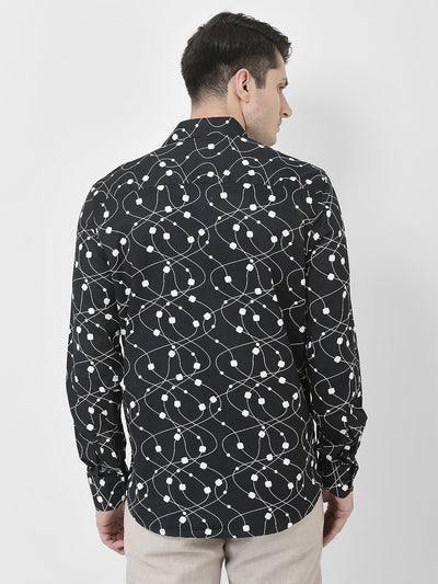 Abstract Print Black Shirt