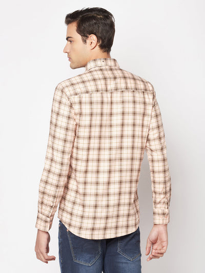  Checked Peach Shirt