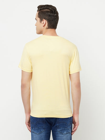 Yellow Printed Round Neck T-Shirt - Men T-Shirts