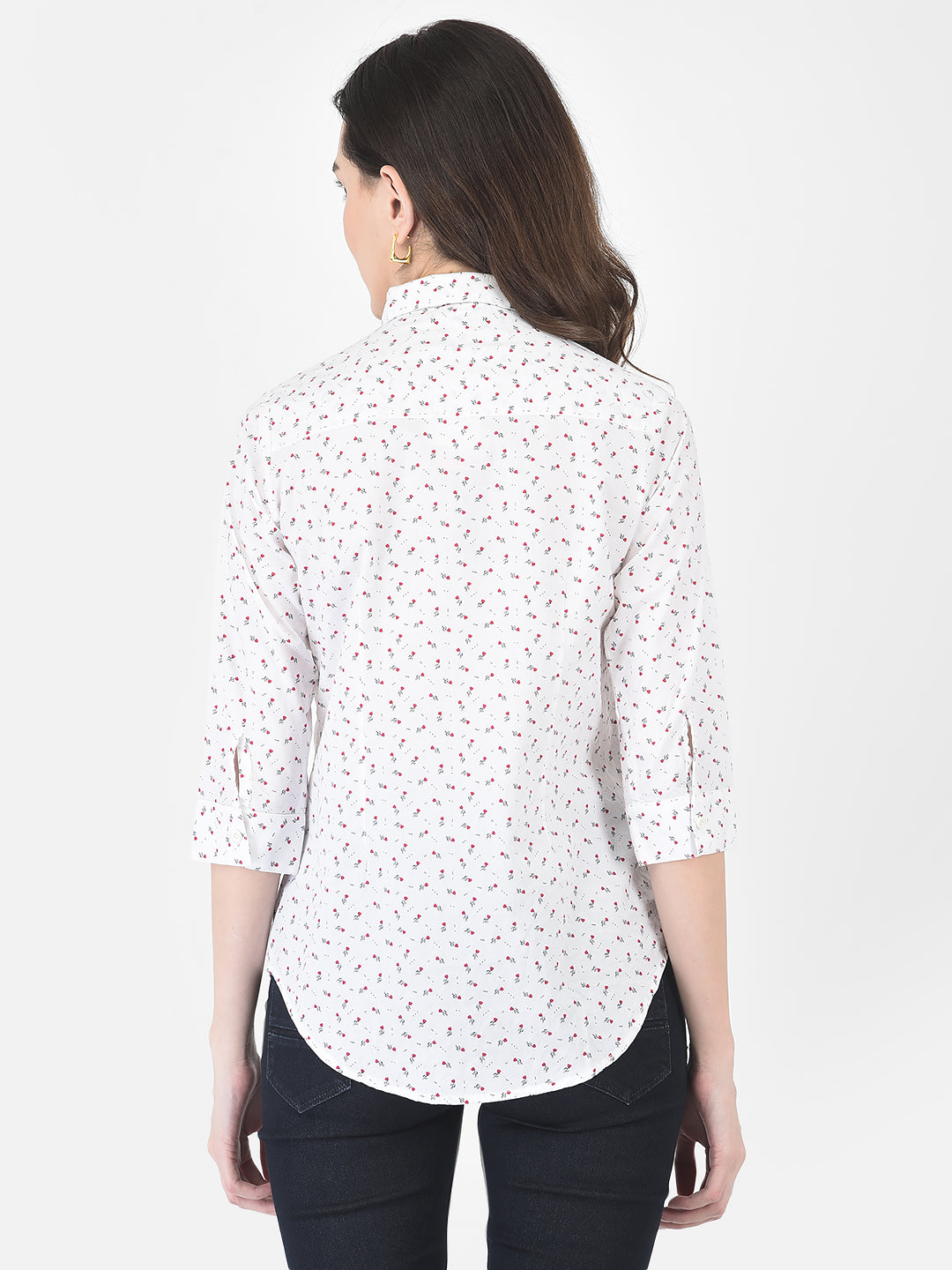 Red Rose Printed Shirt - Women Shirts