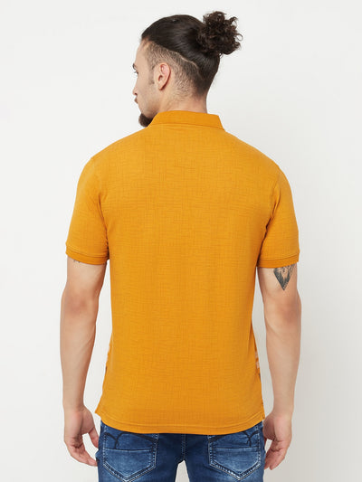 Mustard Checked Polo T-Shirt - Men T-Shirts