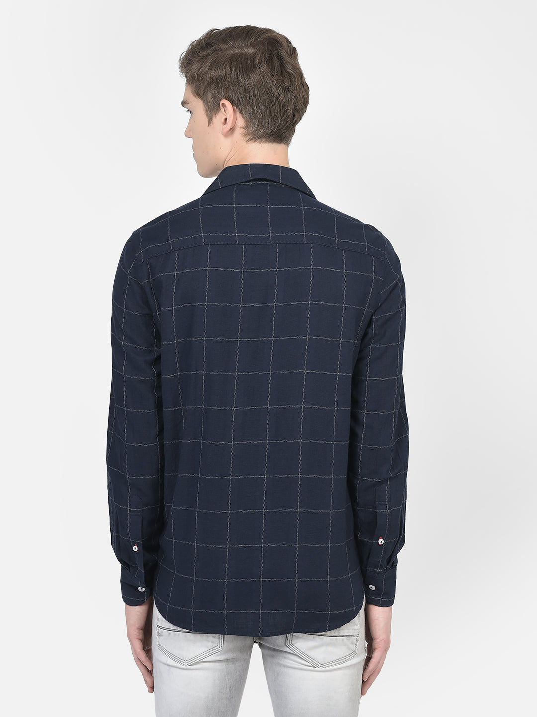  Navy Blue Graph Checked Shirt 