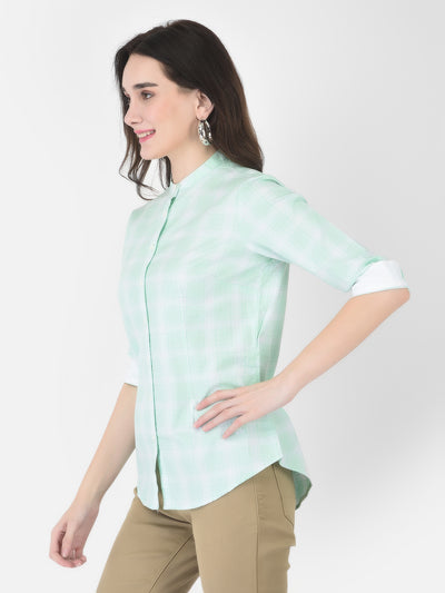 Mint Green Checked Shirt - Women Shirts