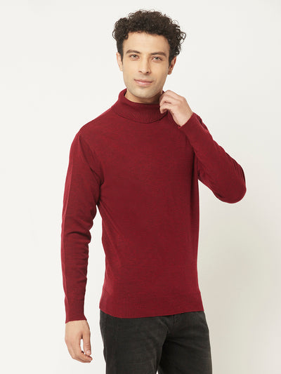 Maroon Sweater with Melange Effect-Men Sweaters-Crimsoune Club