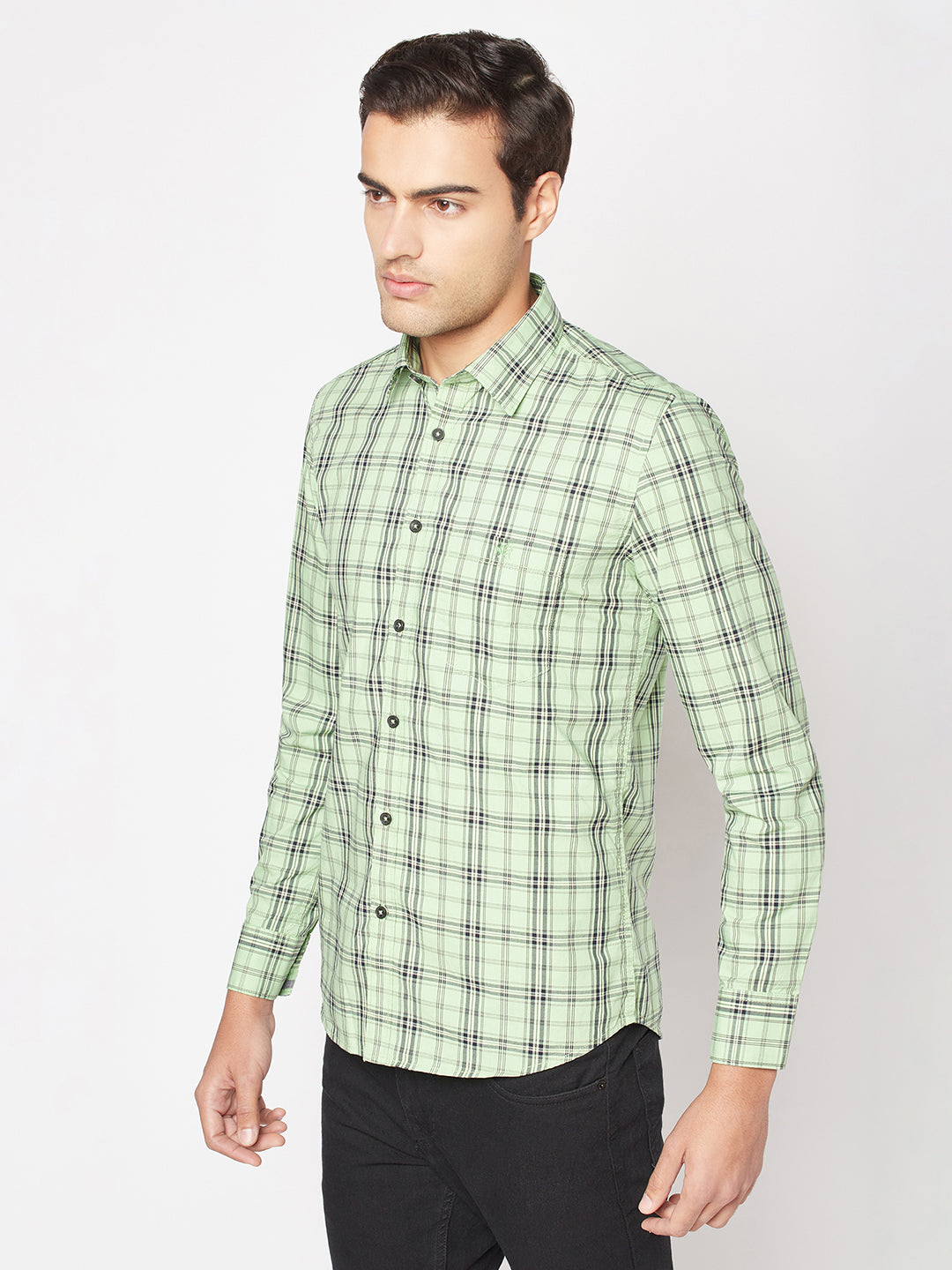  Bright Green Checked Shirt