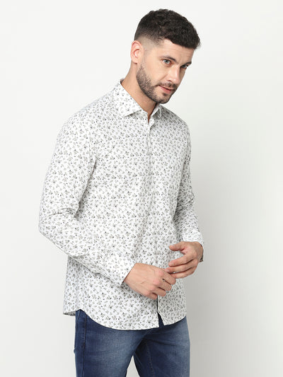 White Floral Shirt-Men Shirts-Crimsoune Club