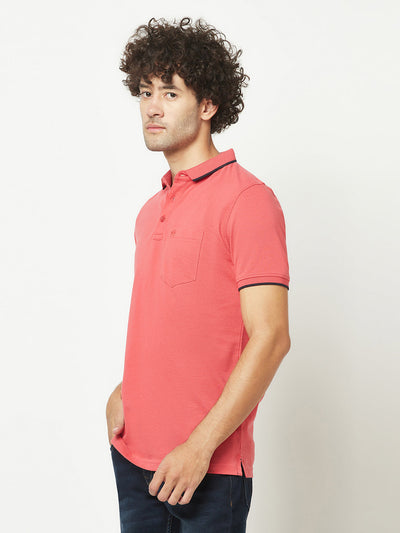  Bright Coral Minimal Polo T-Shirt