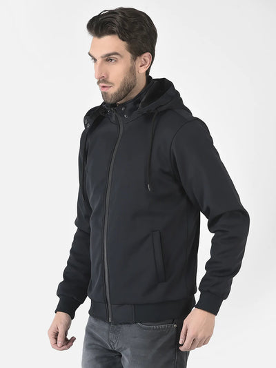  Navy Blue Removable Hood Bomber Jacket 