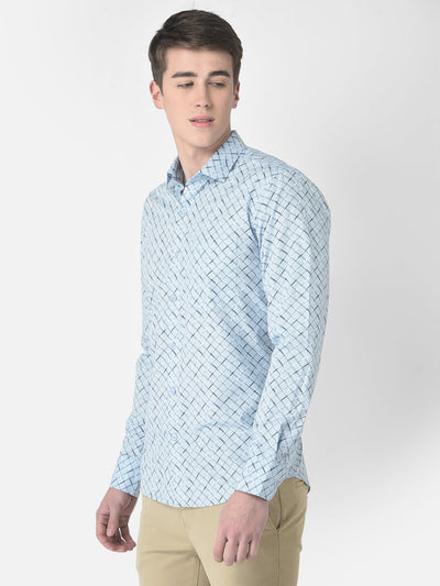  Blue Diagonally Checked Shirt