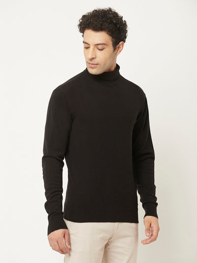 Black Sweater with High-Neck-Men Sweaters-Crimsoune Club