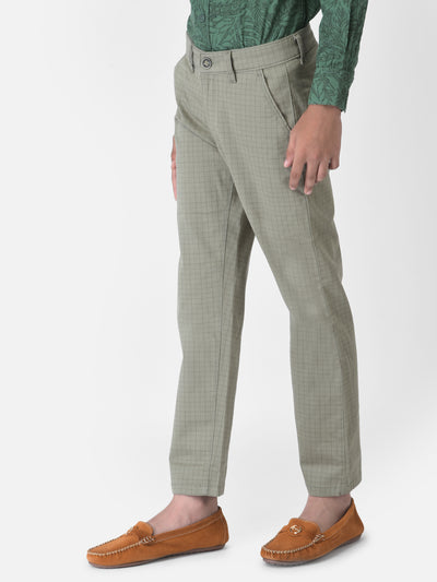 Olive Checked Trousers-Boys Trousers-Crimsoune Club