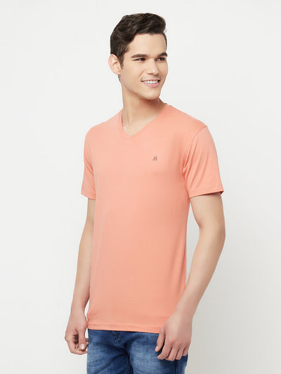 Peach V-Neck T-Shirt - Men T-Shirts