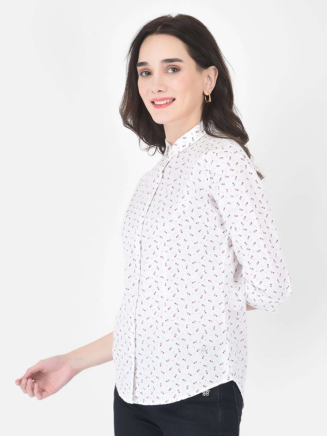 Red Rose Printed Shirt - Women Shirts