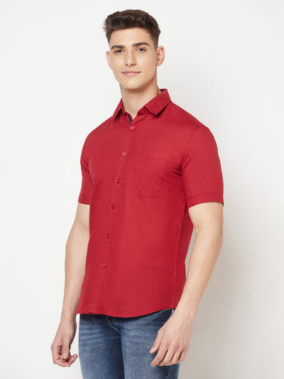 Red Linen Shirt - Men Shirts