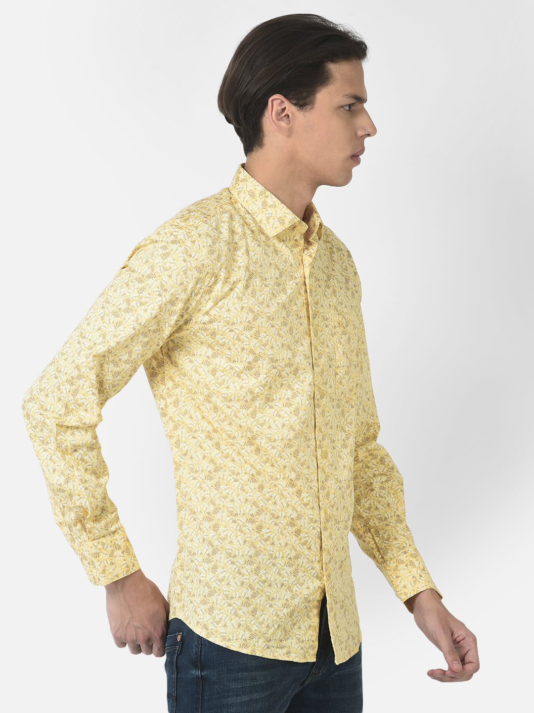 Yellow Shirt in Floral Print 