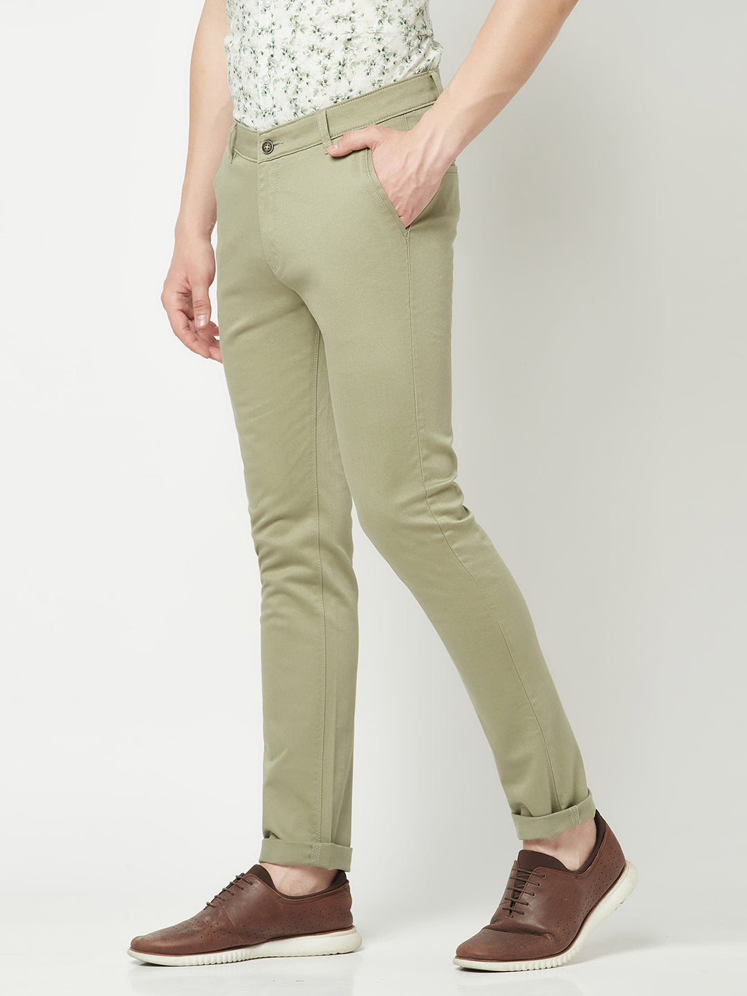 Buy EFFC Men Pista Green Regular Slim Fit Chinos - Trousers for Men 168034  | Myntra