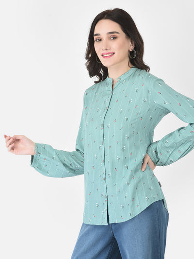 Seafoam Green Floral Shirt - Women Shirts