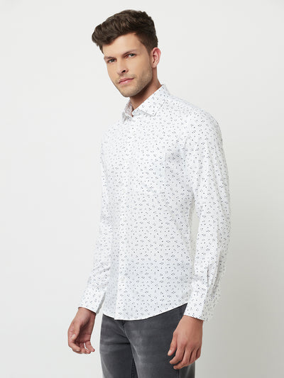 White Floral Printed Shirt-Men Shirts-Crimsoune Club