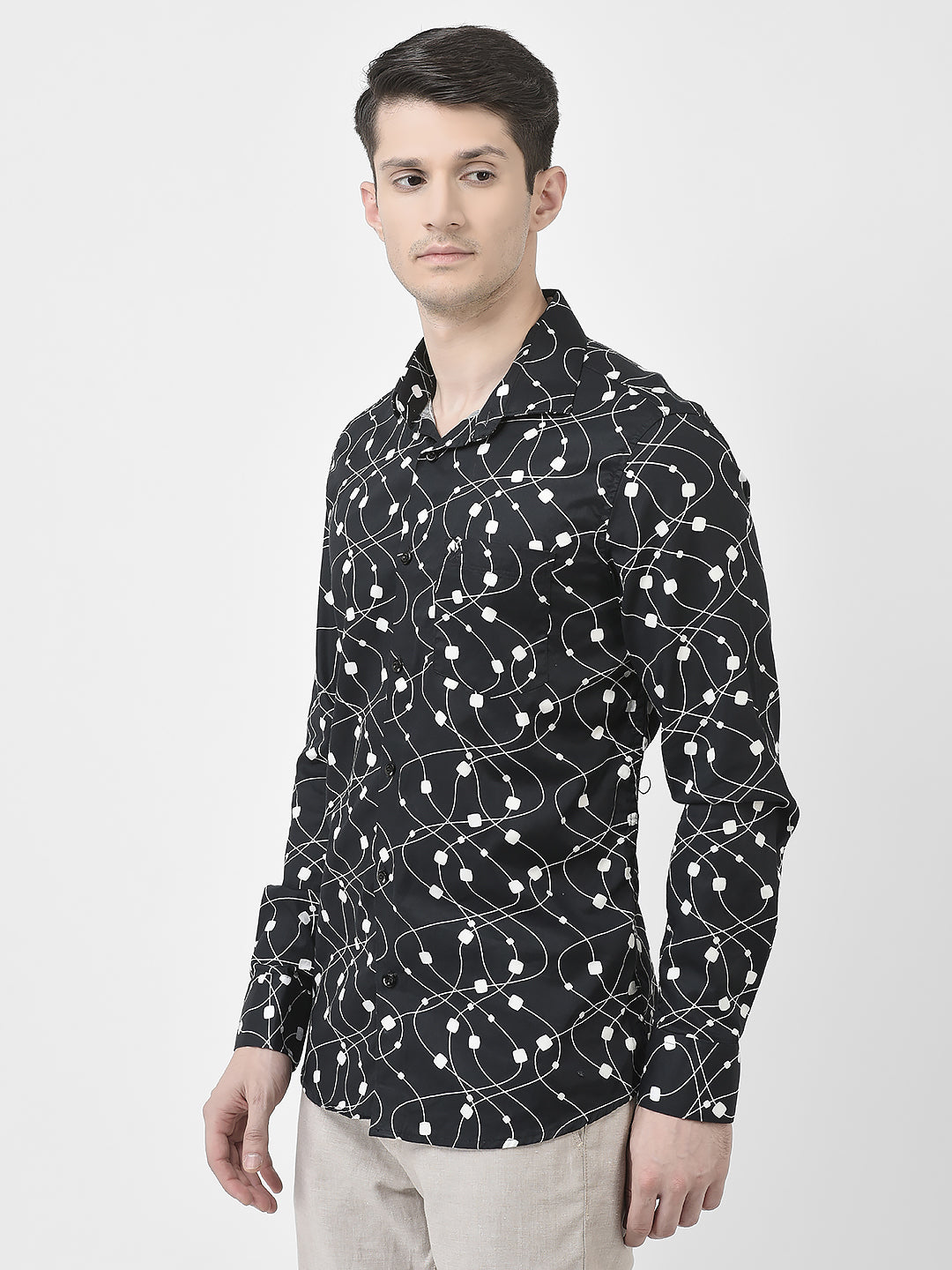 Abstract Print Black Shirt