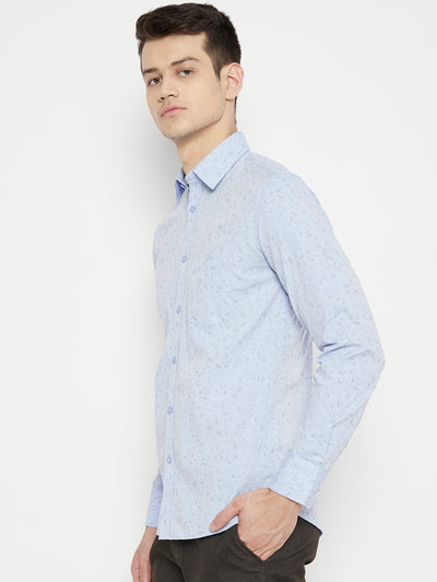 Blue Printed Slim Fit shirt - Men Shirts