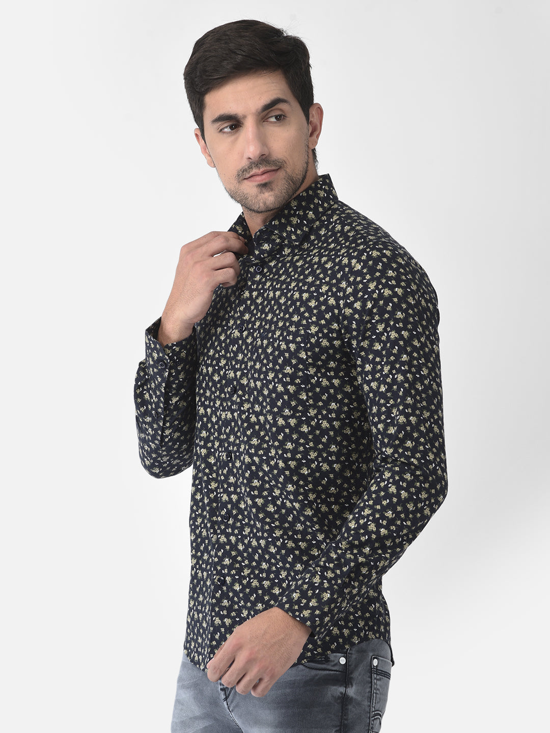 Floral Navy Blue Shirt - Men Shirts