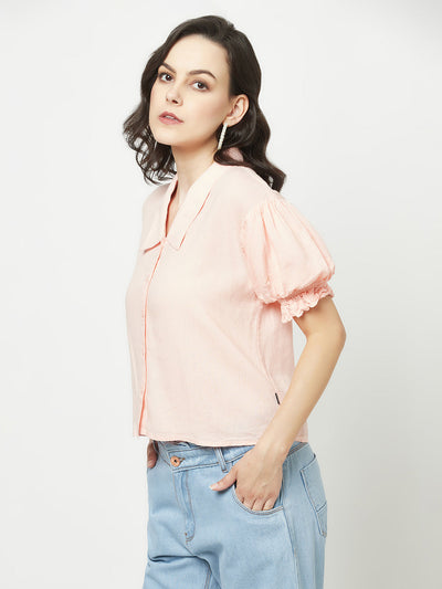  Plain Cropped Light Peach Shirt