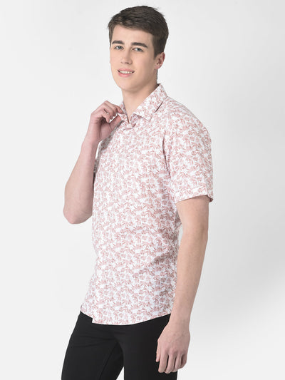  Short-Sleeved Peach Floral Shirt