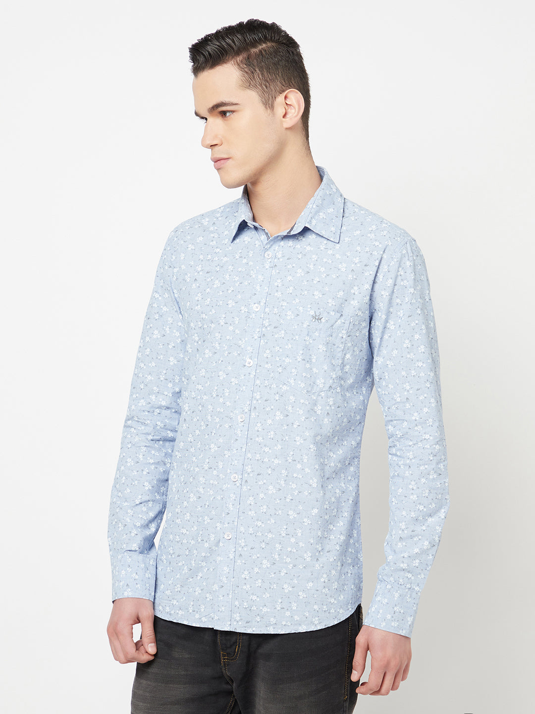 Blue Floral Printed Shirt - Men Shirts