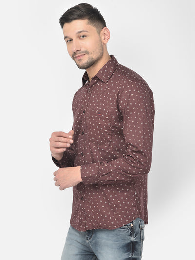 Maroon Printed Spread Collar Shirt - Men Shirts