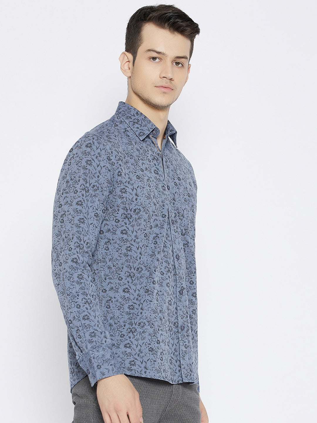 Blue Floral Printed Slim Fit shirt - Men Shirts