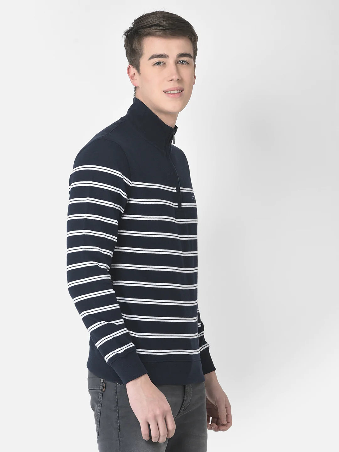  Navy Blue Pin-Striped Sweatshirt 