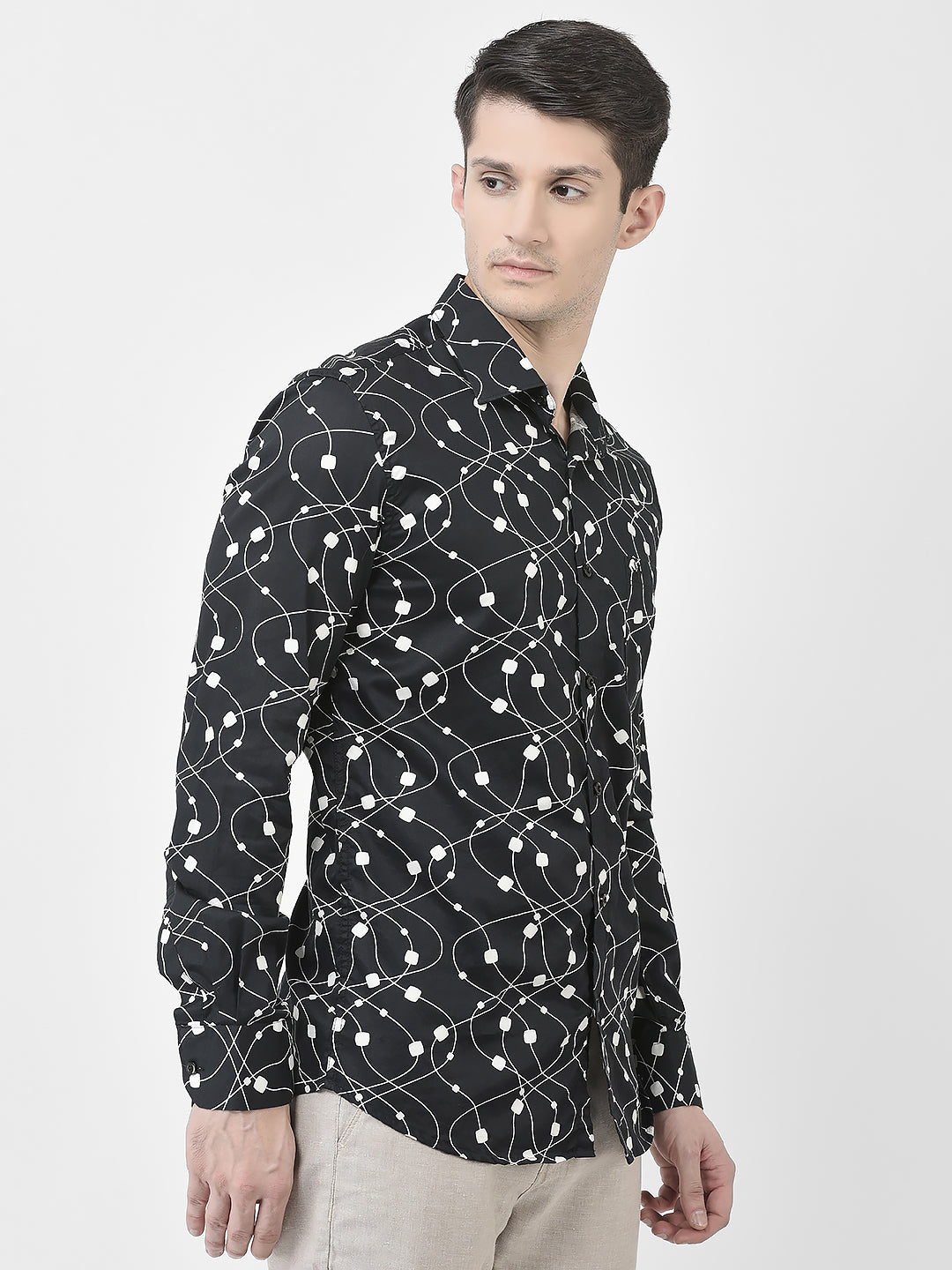 Abstract Print Black Shirt