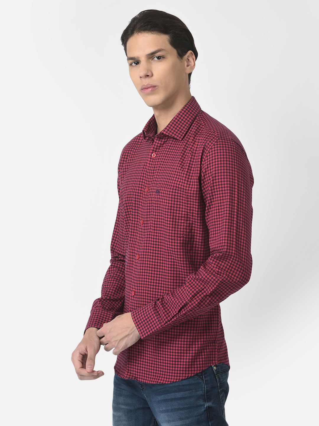 Shirt in Red and Black Gingham Checks