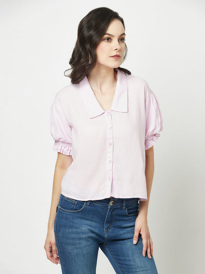  Plain Cropped Light Purple Shirt