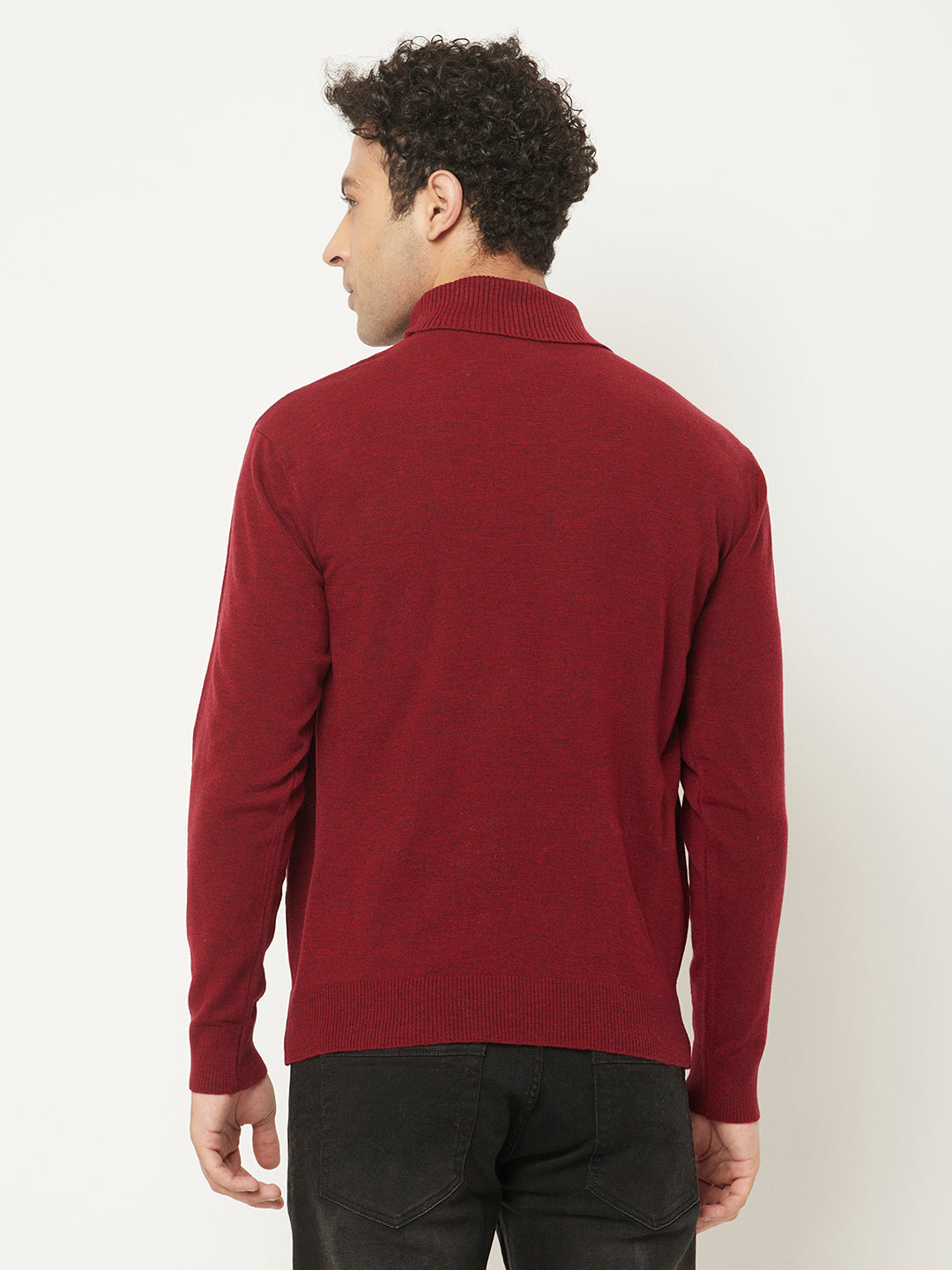 Maroon Sweater with Melange Effect-Men Sweaters-Crimsoune Club