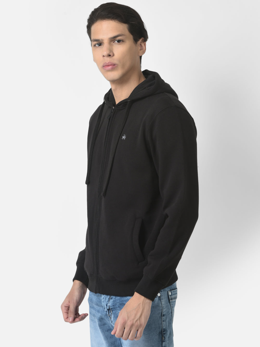 Black Zipper Sweatshirt with Hoodie