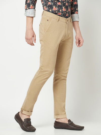  Textured Fawn Chino Trousers