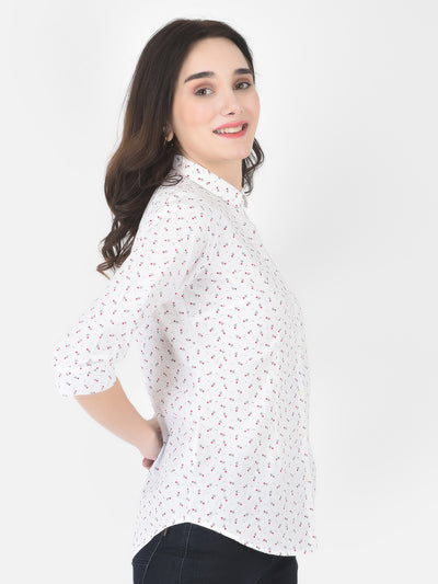 Red Rose Printed Shirt - Women Shirts