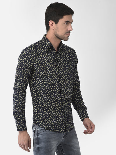 Floral Navy Blue Shirt - Men Shirts