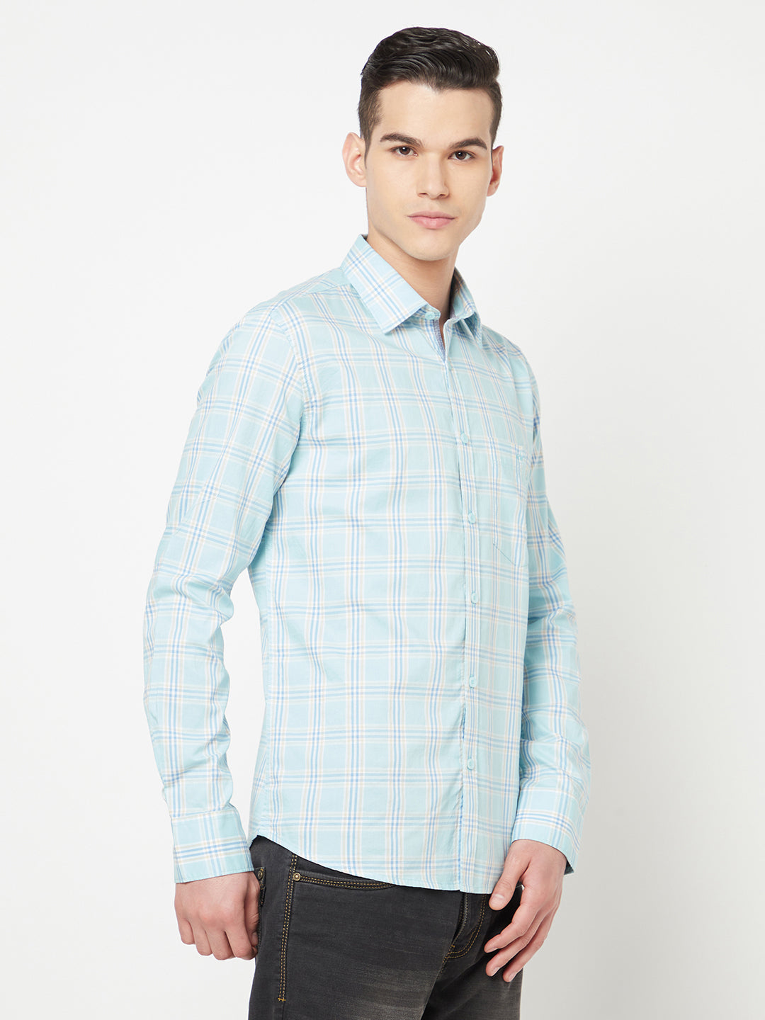 Blue Checked Shirt - Men Shirts