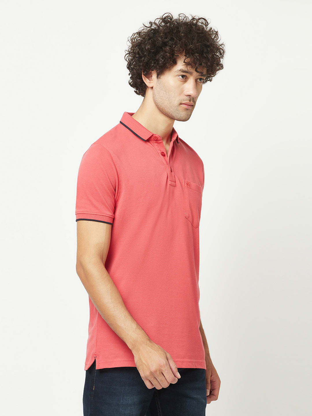  Bright Coral Minimal Polo T-Shirt