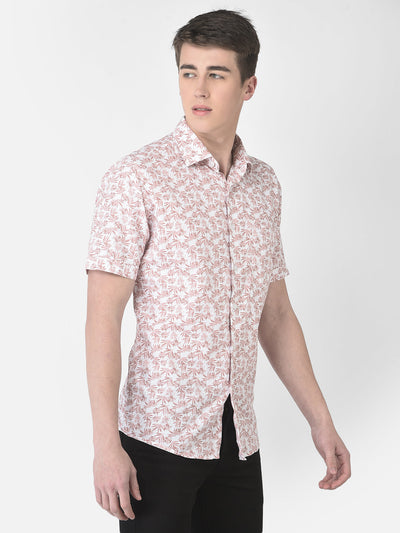  Short-Sleeved Peach Floral Shirt