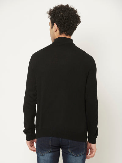 Black Sweater in Relaxed Fit-Men Sweaters-Crimsoune Club