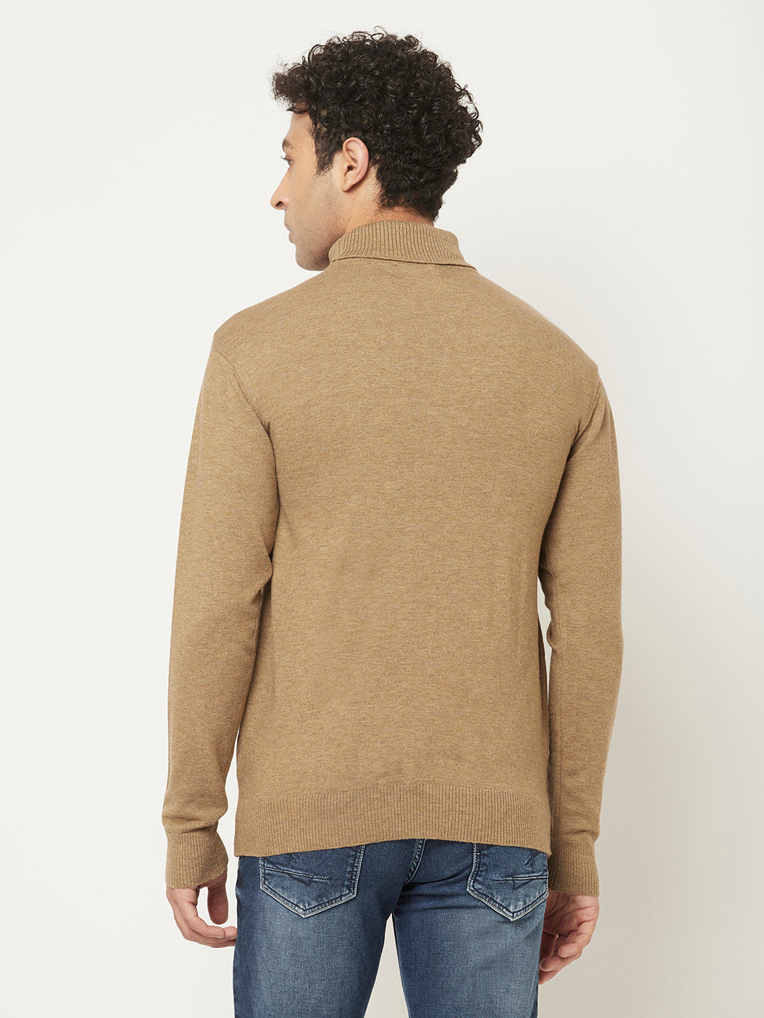 Camel Sweater with Melange Effect-Men Sweaters-Crimsoune Club