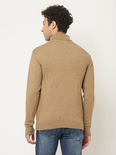 Camel Sweater with Melange Effect-Men Sweaters-Crimsoune Club