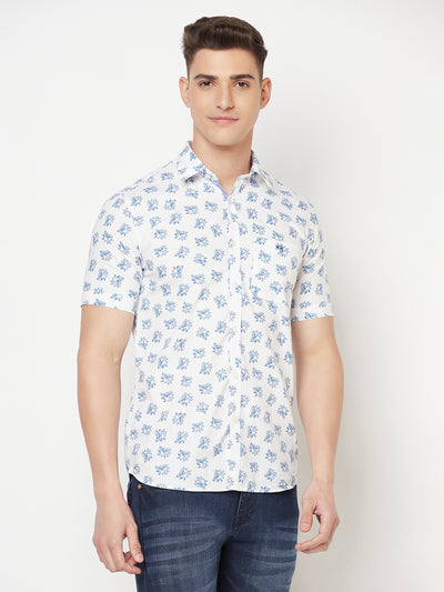 White Floral Shirt - Men Shirts