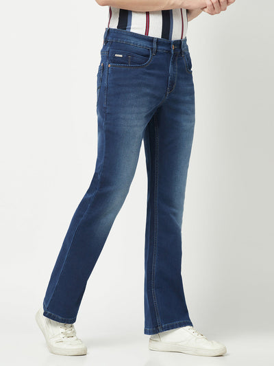 Blue Stone-Wash Boot-Cut Denims