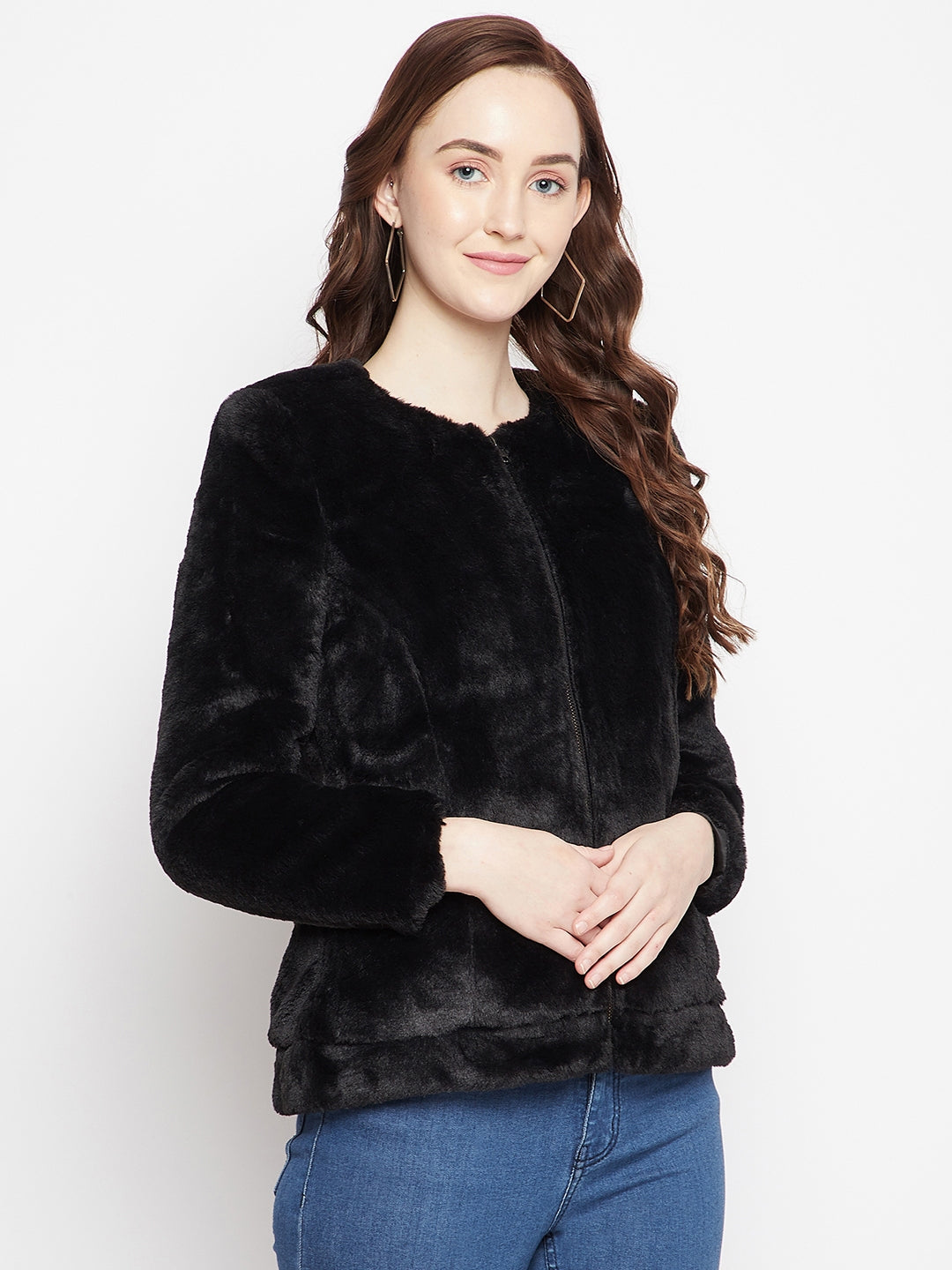 Shops black jean fur jacket