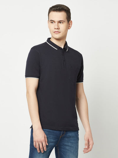  Dark Navy Minimal Polo T-Shirt