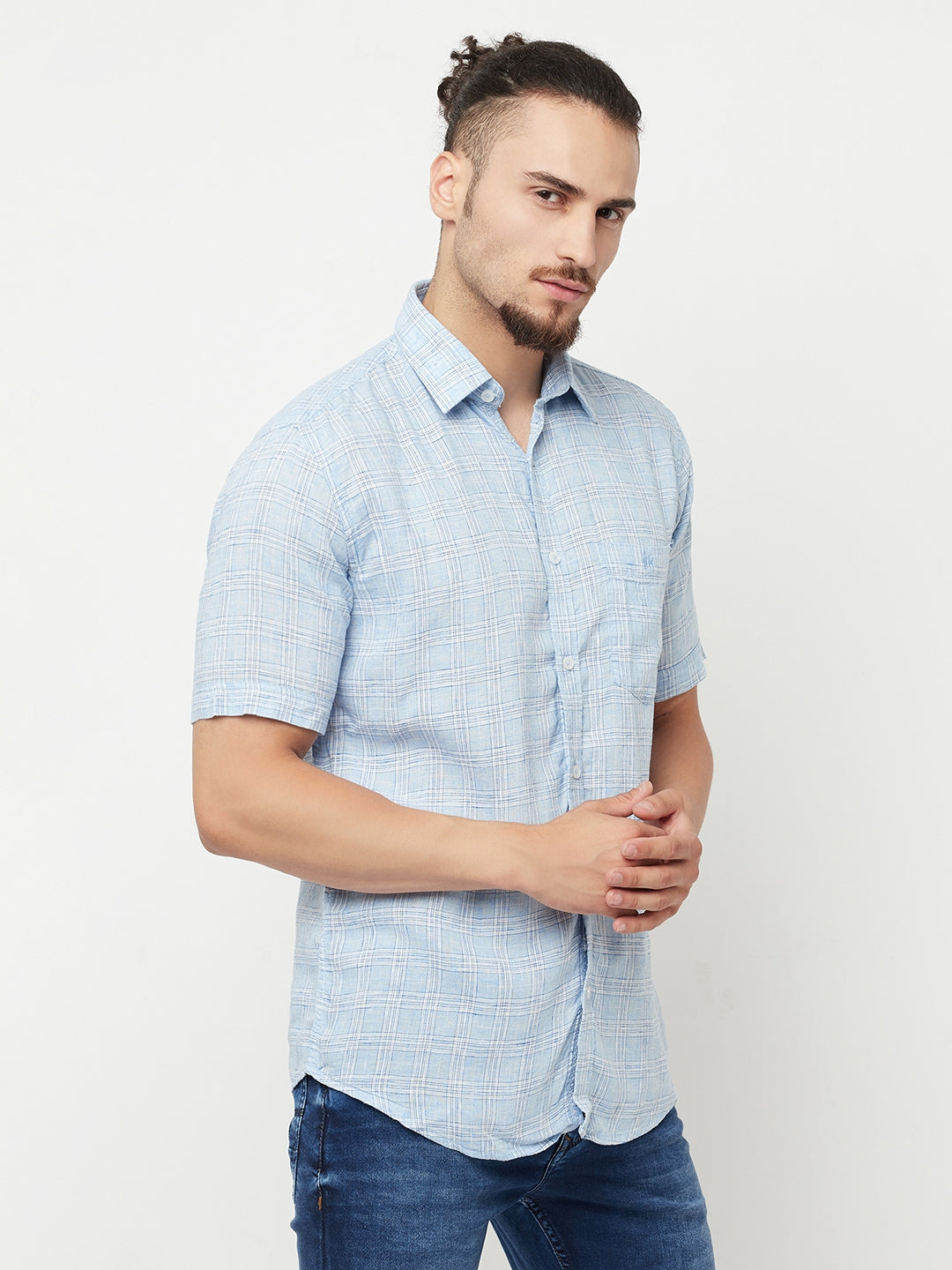 Blue Checked Casual Shirt - Men Shirts